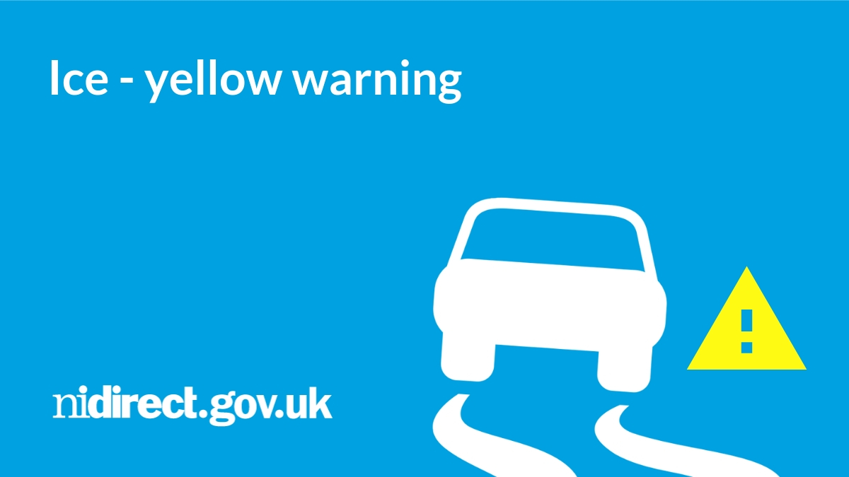 nidirect (@nidirect) on Twitter photo There is a weather warning from the @metofficeni for ice across much of Northern Ireland from midnight until 11am tomorrow.
Take extra care.
Info and advice: nidirect.gov.uk/news/ice-weath…
<a href="/deptinfra/">Department for Infrastructure</a> There is a weather warning from the @metofficeni for ice across much of Northern Ireland from midnight until 11am tomorrow.
Take extra care.
Info and advice: nidirect.gov.uk/news/ice-weath…
<a href="/deptinfra/">Department for Infrastructure</a>