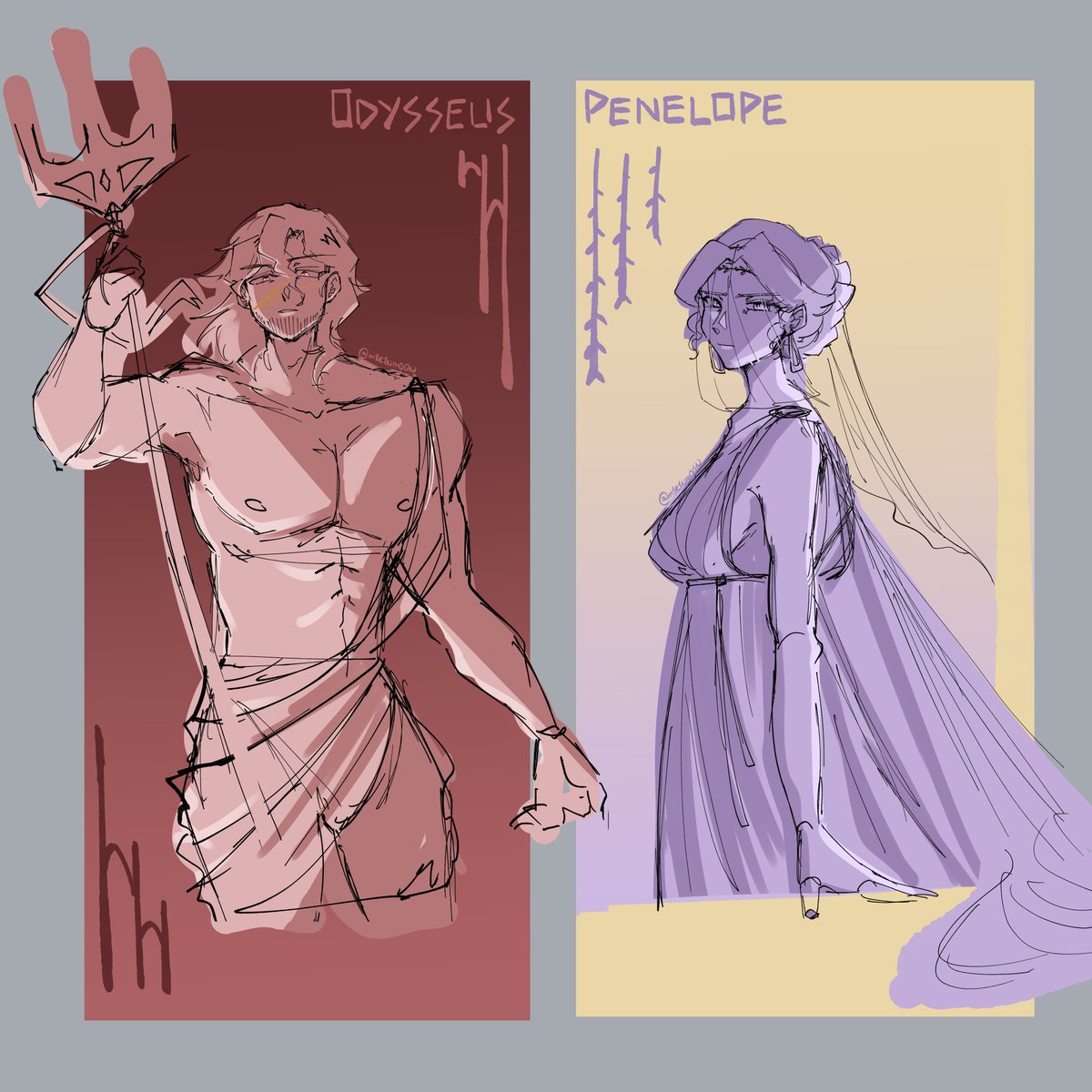 my odysseus &amp; penelope designs :>
#epicthemusical #epicthemusicalfanart
