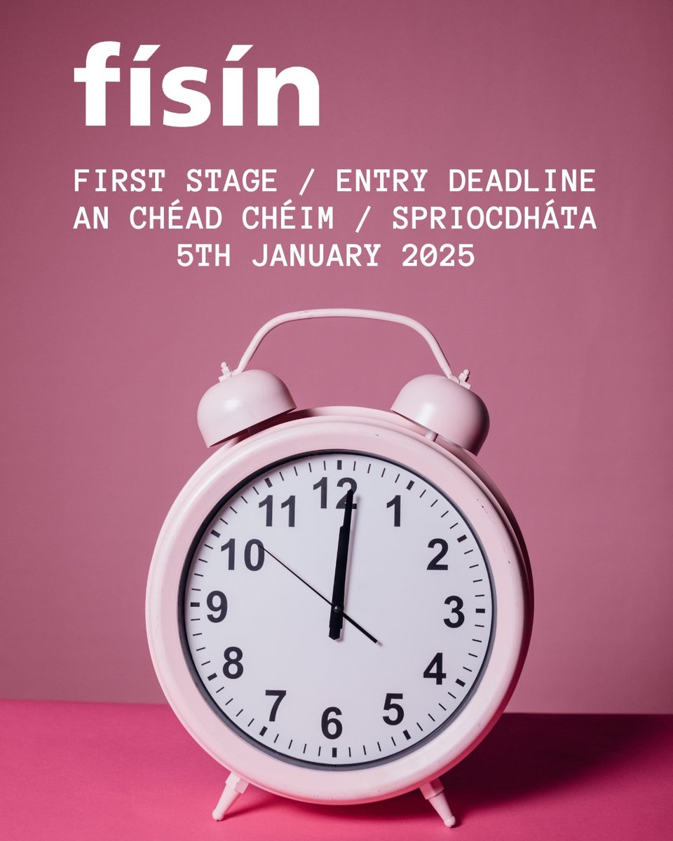 ComortasFisin's tweet image. An Chéad Chéim / Spriocdháta INNIU 5ú Eanair 2025. First Stage / Entry Deadline TODAY 5th January 2025 
#ComórtasFísín #ScriptCompetition #IrishLanguage