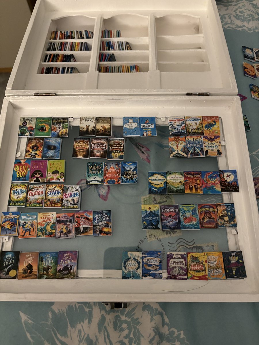 lbiddulph6's tweet image. How cute is this mini bookshelf. Sitting organising my mini books into authors and series 😂 📚