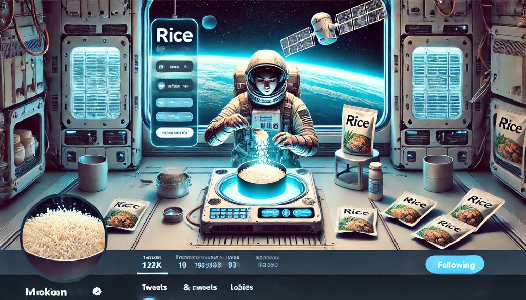 SpaceNodeus's tweet image. “Rice in space? Just add water! Pre-cooked or freeze-dried rice is rehydrated with hot water, mixed with sauces or ingredients, and enjoyed in zero gravity. Simple, nutritious, and delicious! 🚀🍚 #SpaceFood #Innovation”