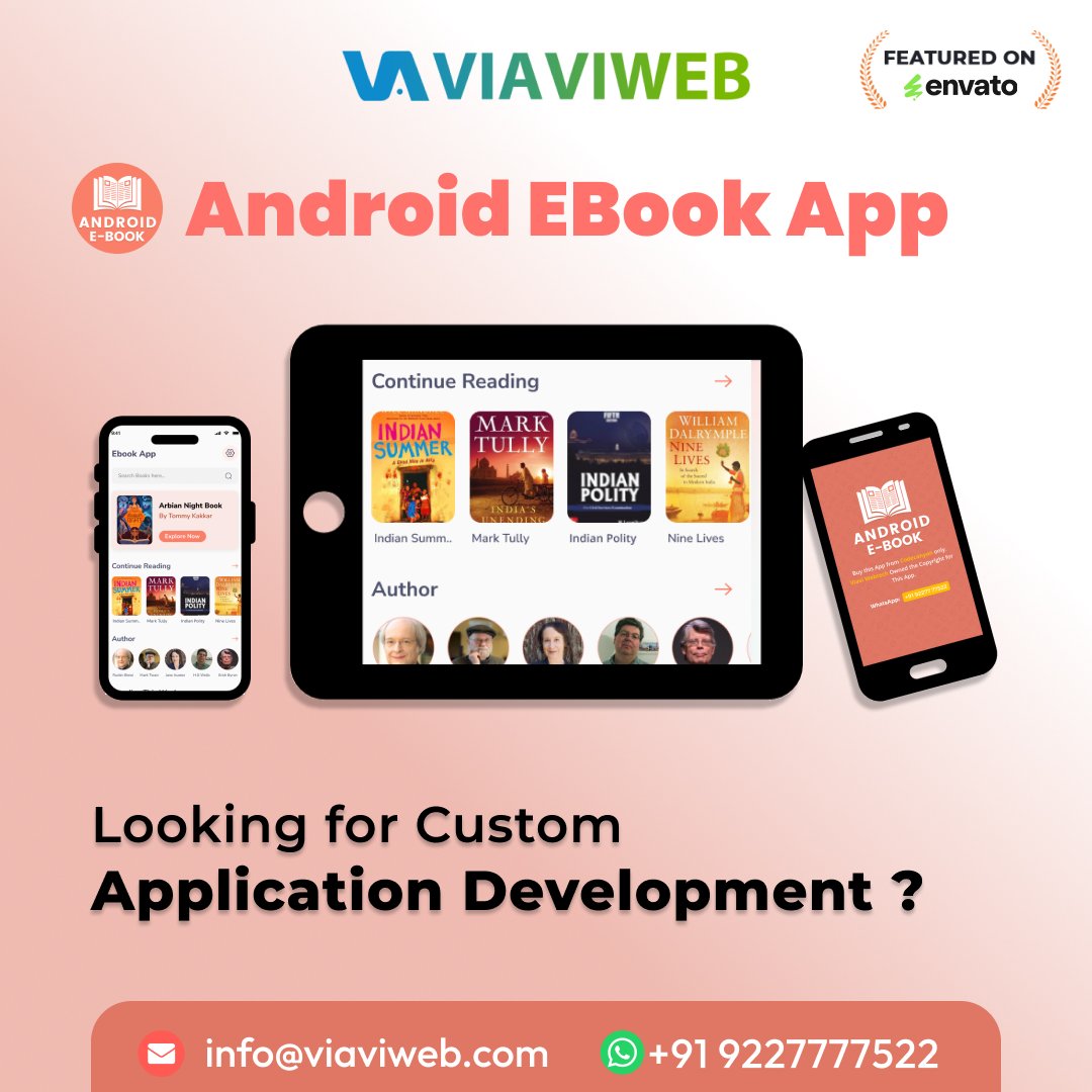 viaviwebtech's tweet image. Create your own Android EBook App:-

1.envato.market/YxGqO

For Application development services, WhatsApp: +919227777522

#eBookApp #AndroideBookApp #BookApp #eBookAndroidApp #BookAppSourceCode #SourceCode #Viaviweb #Viaviwebtech #Codecanyon #EnvatoMarket #Envato