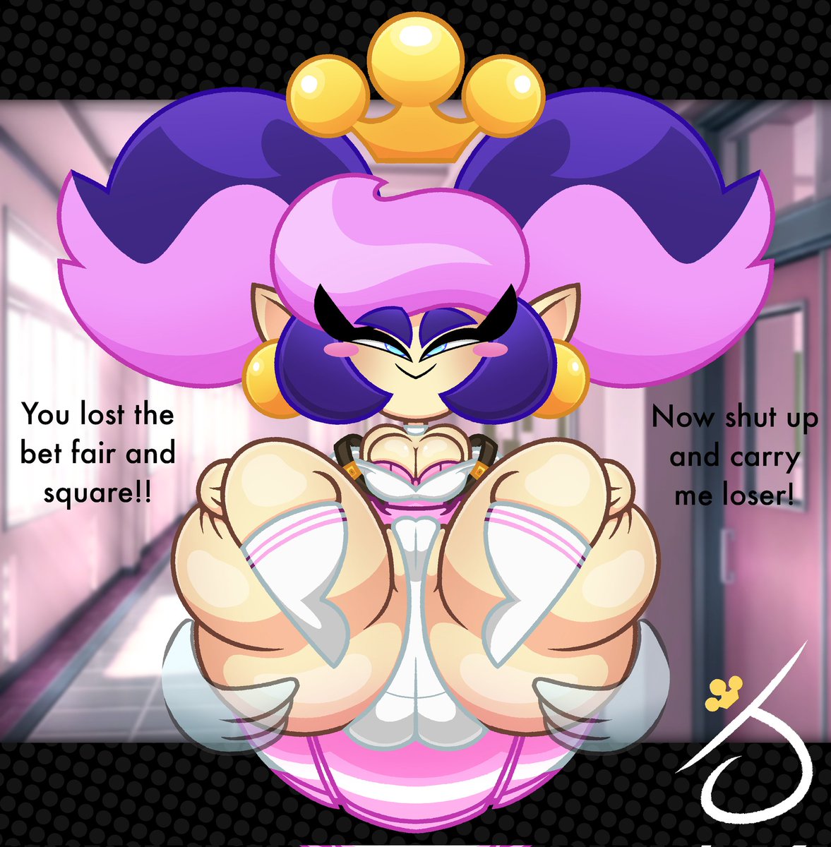 U lost the bet now u gotta carry the brat