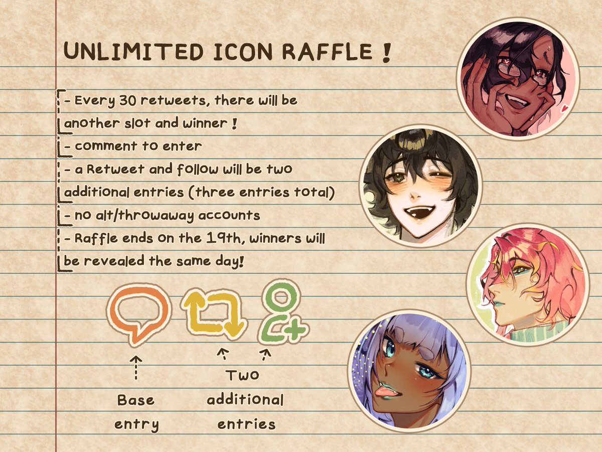 ⸻⸻⸻  🎉  ART  RAFFLE  🎉  ⸻⸻⸻
★ a 1 in 30 chance to get a custom icon from me! ★