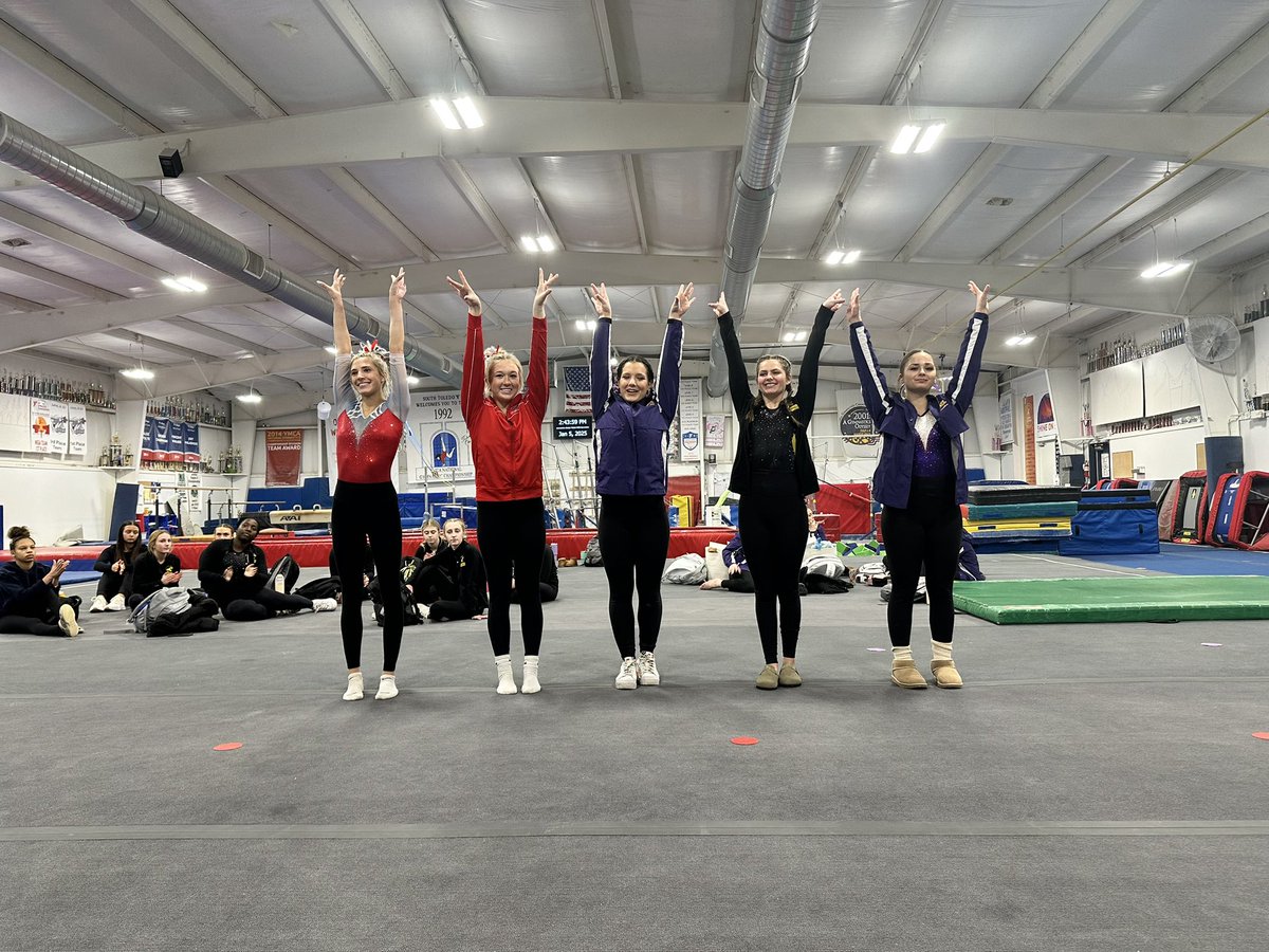 Our team took a first place finish at Senior night tonight! Lilly W. took 2nd on V, 5th on BB and AA, Avery took 2nd on V, and 5th on FX, Lily K. took 3rd on V, Mykaila 5th on V, Genna 3rd on UB, and 4th on FX, and Kylie 4th on UB and 2nd on BB and 5th on FX. Way to go ladies!!