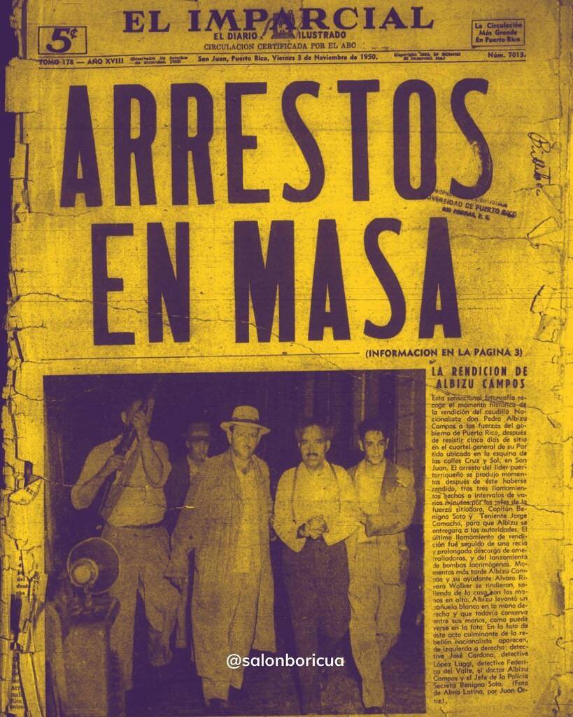 _adealfa's tweet photo. Esta ley prohibía expresiones y  críticas al gobierno estadounidense o a favor de la independencia, y prohibía la exhibición de la bandera puertorriqueña, incluso dentro de las propias casas https://t.co/N60suOC24b