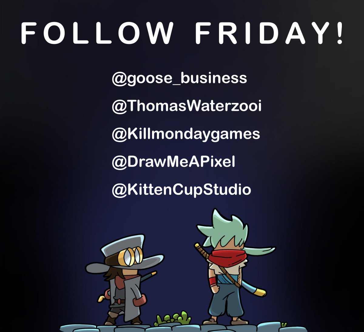SHYFTRS โก๏ธ(WISHLIST ON STEAM)๐ฎ๐น (@shyftrs) on Twitter photo ๐ฃ๏ธ๐ขFollow and support other amazing #indiegamedev and spread the word!
๐ธ<a href="/goose_business/">Business Goose Studios | Swan Song โก Gamescom</a>
๐ธ<a href="/ThomasWaterzooi/">Thomas Waterzooi</a>
๐ธ<a href="/Killmondaygames/">KILLMONDAY GAMES</a>
๐ธ<a href="/DrawMeAPixel/">Draw Me A Pixel</a>
๐ธ<a href="/KittenCupStudio/">Kitten Cup Studio ๐ Capy Castaway</a>
#followfriday #indiegame #gamedev #gamingnews #pcgaming ๐ฃ๏ธ๐ขFollow and support other amazing #indiegamedev and spread the word!
๐ธ<a href="/goose_business/">Business Goose Studios | Swan Song โก Gamescom</a>
๐ธ<a href="/ThomasWaterzooi/">Thomas Waterzooi</a>
๐ธ<a href="/Killmondaygames/">KILLMONDAY GAMES</a>
๐ธ<a href="/DrawMeAPixel/">Draw Me A Pixel</a>
๐ธ<a href="/KittenCupStudio/">Kitten Cup Studio ๐ Capy Castaway</a>
#followfriday #indiegame #gamedev #gamingnews #pcgaming