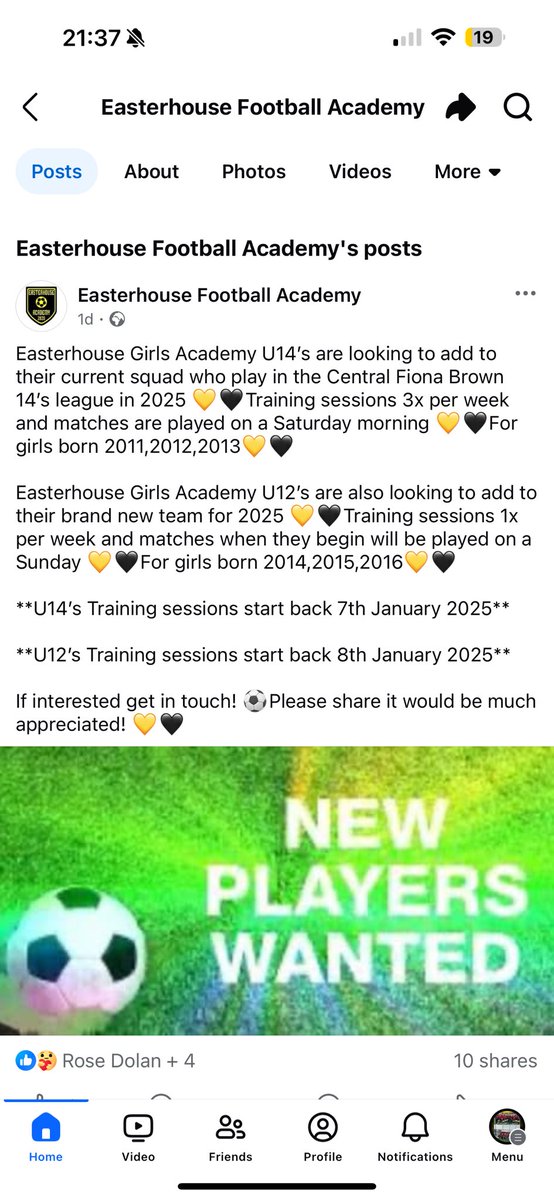 If everyone could share it would be much appreciated to allow us to add to our current U12’s &amp; U14’s squads💛🖤⚽️