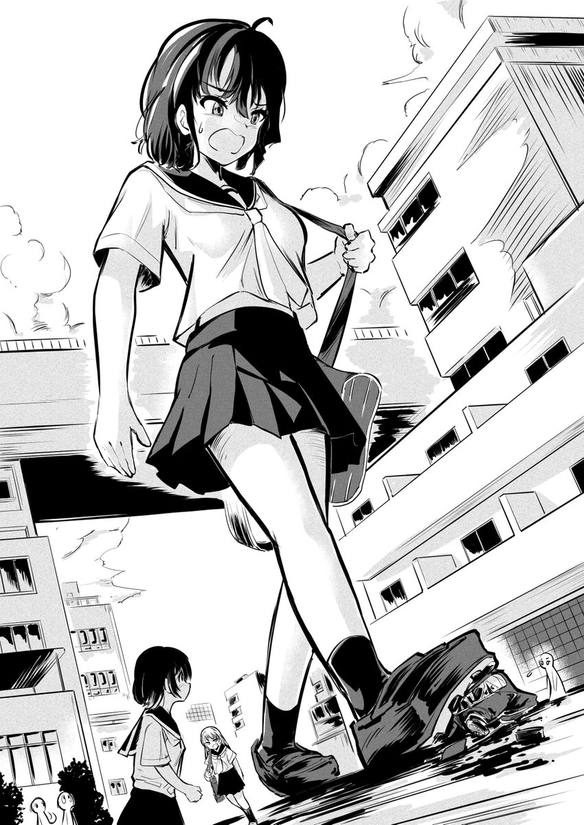 "Geez, haven't you learned yet? Don't park on the roads I use...!" #giantess #sizedifference #SizeTwitter