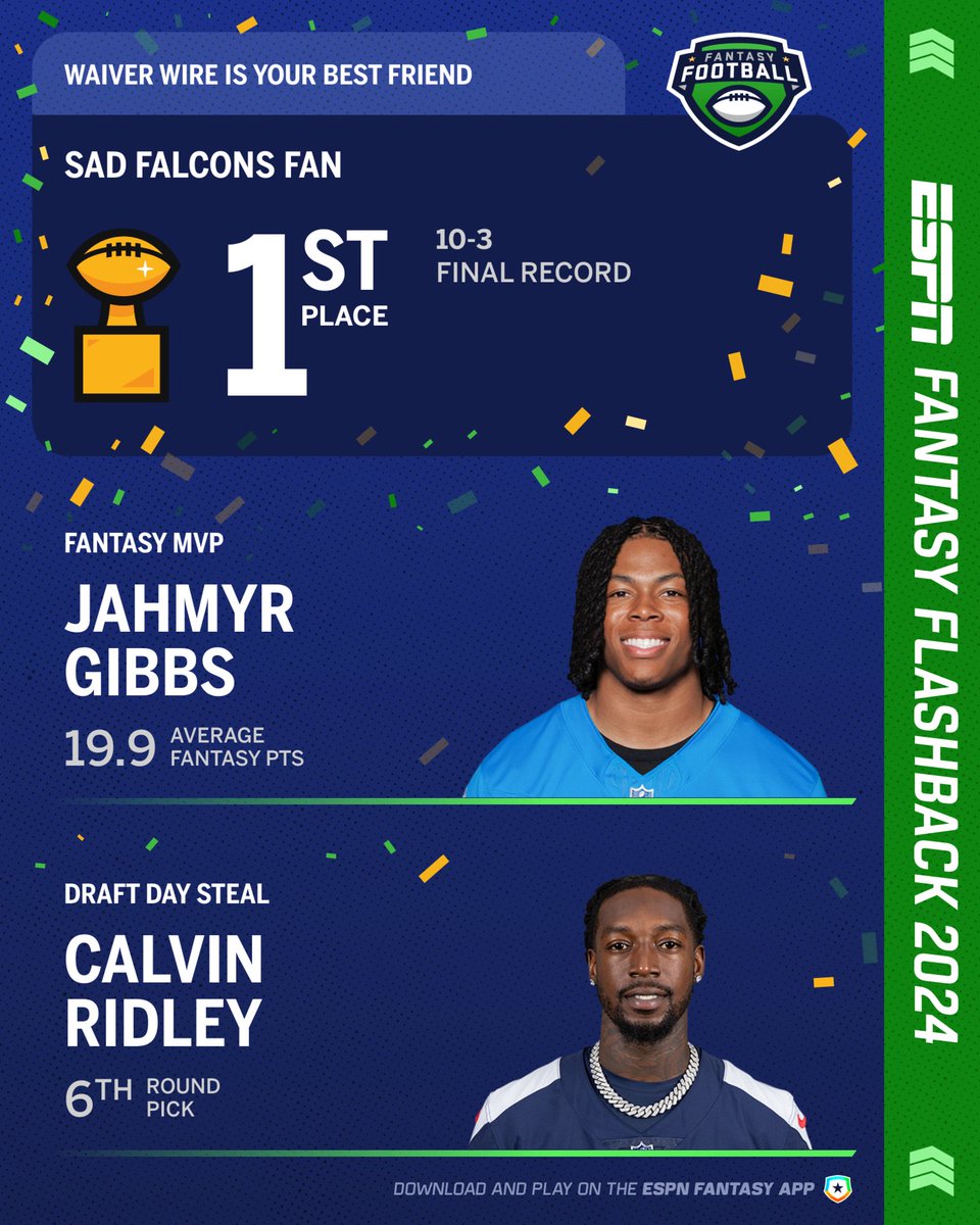 fireguy417's tweet image. Check out my 2024 ESPN Fantasy Football Flashback via @ESPN Fantasy - via @ESPN Fantasy