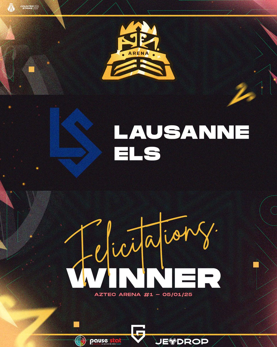 Aztec (@aztecarena) on Twitter photo 🌋#AztecArena - Vainqueurs🌋
🥇<a href="/lausanneesports/">eLS | Lausanne-Sport Esports</a> 250€
🥈#Cubera 125€
🥉<a href="/OldFriendsClub_/">OldFriendsClub</a> 75€
🏅<a href="/GalaxyGamingGG/">Galaxy Gaming</a> 50€ 🌋#AztecArena - Vainqueurs🌋
🥇<a href="/lausanneesports/">eLS | Lausanne-Sport Esports</a> 250€
🥈#Cubera 125€
🥉<a href="/OldFriendsClub_/">OldFriendsClub</a> 75€
🏅<a href="/GalaxyGamingGG/">Galaxy Gaming</a> 50€