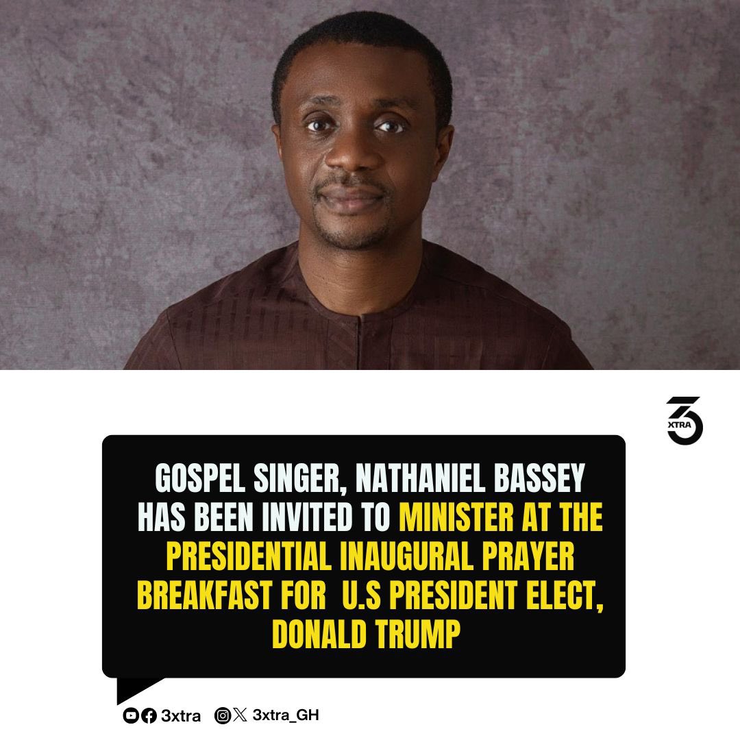 tv3_ghana's tweet photo. A big milestone! 👏🏽🇳🇬Pastor and gospel singer, Nathaniel Bassey has been invited to minister at the Presidential Inaugural Prayer Breakfast of U.S. President-elect Donald Trump on January 20, 2025, in Washington, D.C.
#3Xtra https://t.co/2f0cZkxEGa