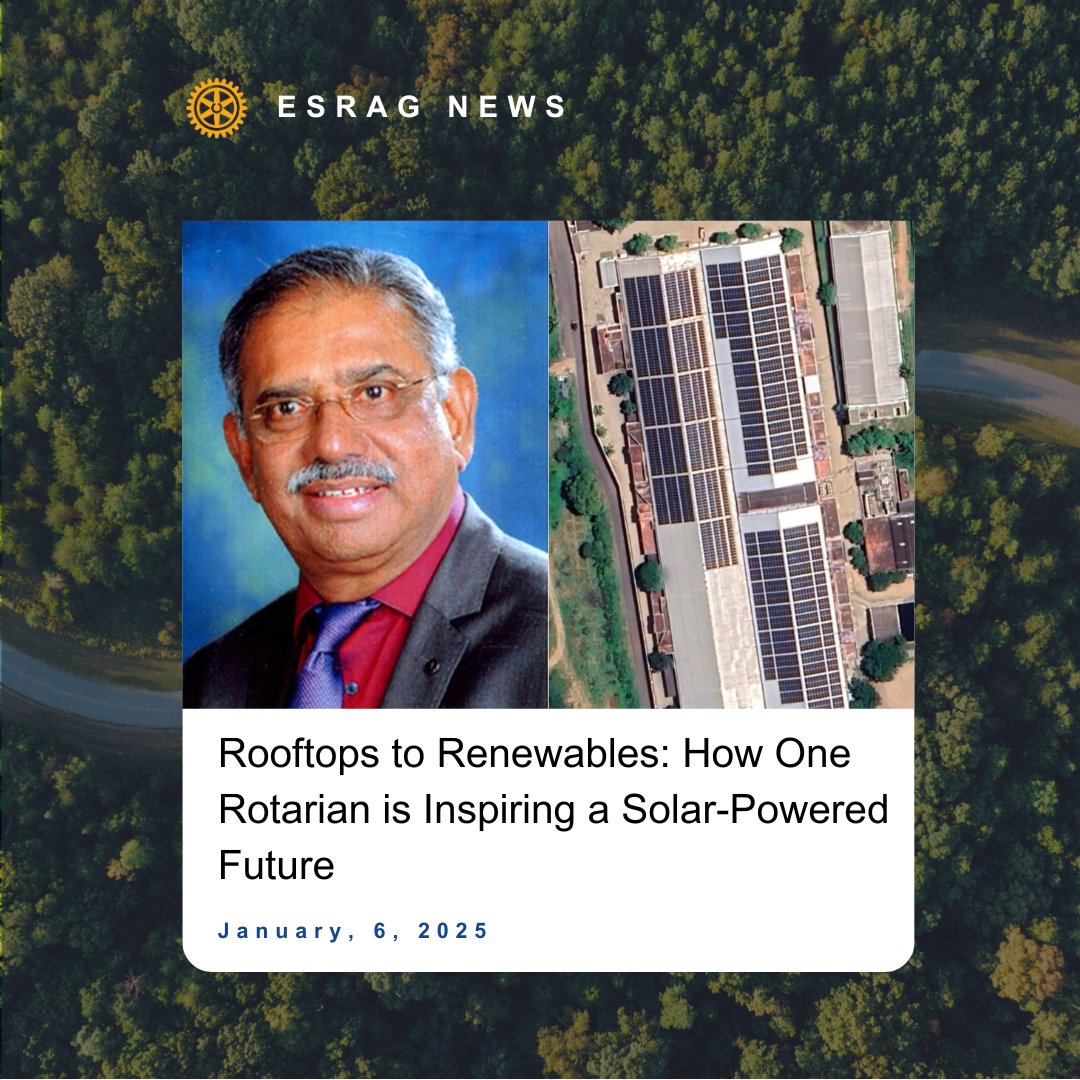 Rtn. Devarajan, a  proud Rotarian who champions sustainability and inspires action for a greener planet! 🌍

Read HERE: ow.ly/cKkJ50UzWES

How are you championing a sustainable future in your community?

#RenewableEnergy #SustainabilityLeader #RotaryInAction