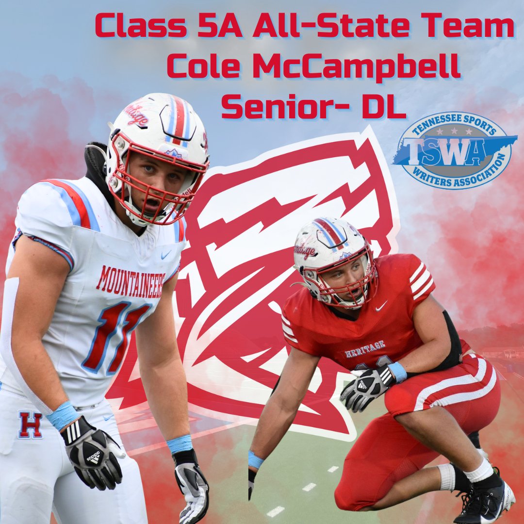 Heritage Football (@hhs_mntneer_fb) on Twitter photo Big congratulations to our guy <a href="/mccampbell_cole/">Cole McCampbell</a> for being selected to the Tennessee Sports Writers Association Class 5A All-State Team. Big things are coming for this young man! #heritagefootballfamily #mountaineerfootball #recruittheCLIMB Big congratulations to our guy <a href="/mccampbell_cole/">Cole McCampbell</a> for being selected to the Tennessee Sports Writers Association Class 5A All-State Team. Big things are coming for this young man! #heritagefootballfamily #mountaineerfootball #recruittheCLIMB