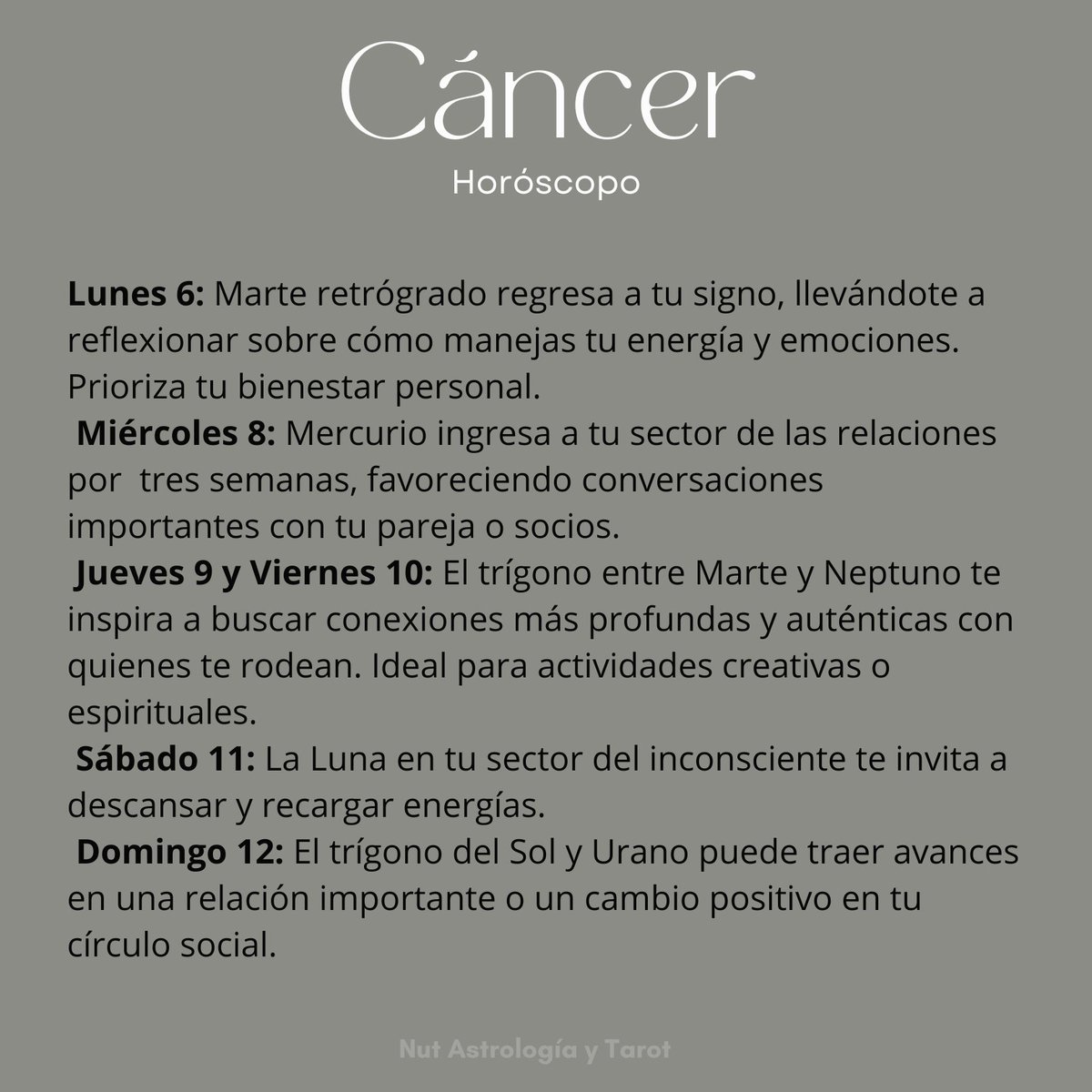 NUTastrologa's tweet photo. ✨ Horóscopo semanal del 6 al 12 de Enero 2025.
 
 #Horóscopo #Astrología #SemanaAstrológica #Zodiaco #CrecimientoPersonal #LunaNueva #MercurioRetro #PrediccionesAstrológicas #Capricornio https://t.co/j3OeUhiHnP