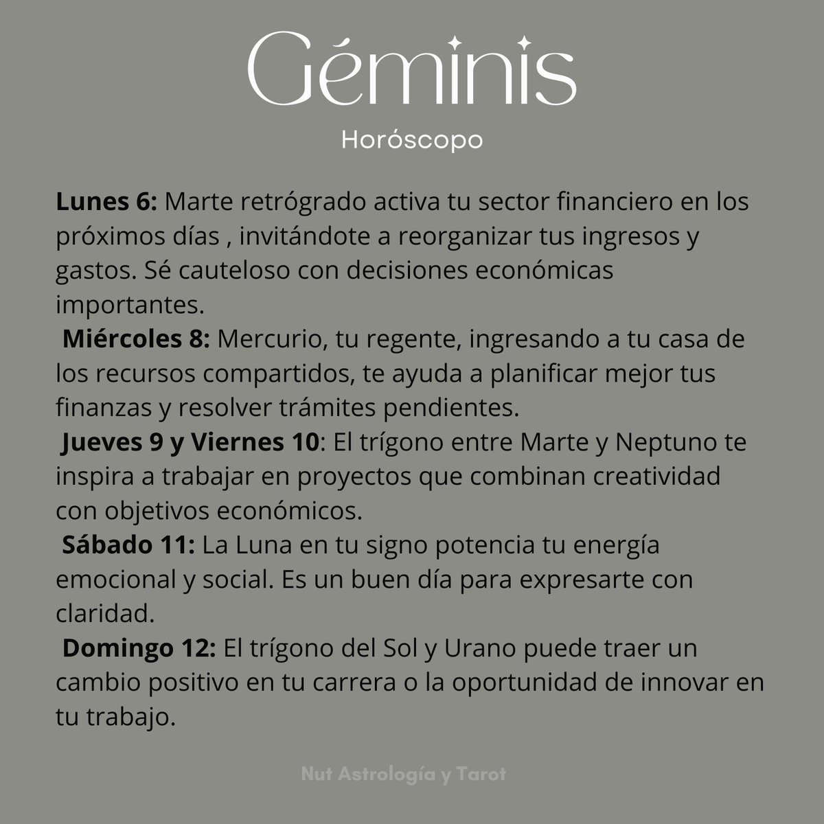 NUTastrologa's tweet photo. ✨ Horóscopo semanal del 6 al 12 de Enero 2025.
 
 #Horóscopo #Astrología #SemanaAstrológica #Zodiaco #CrecimientoPersonal #LunaNueva #MercurioRetro #PrediccionesAstrológicas #Capricornio https://t.co/j3OeUhiHnP