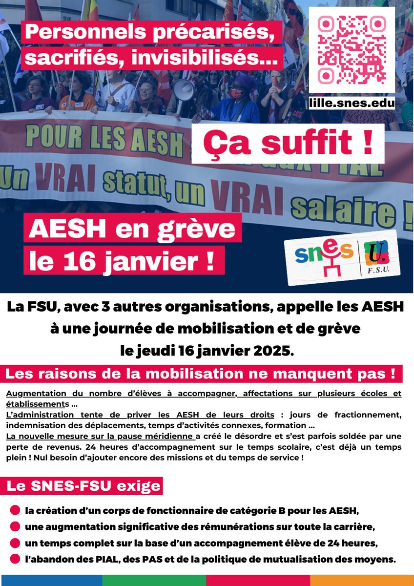 snesdelille's tweet photo. #AESH, en grève le 16 janvier (tract)
https://t.co/CZOknIezaB

@SNESFSU @fsu59_62 https://t.co/KgmyCwzQU8