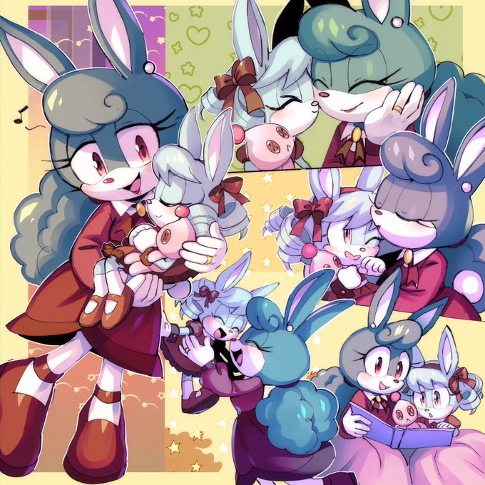 Commission for  , this is a  sketch page with Anya the rabbit when she was a baby and her momThank you very much for commissioning me!  