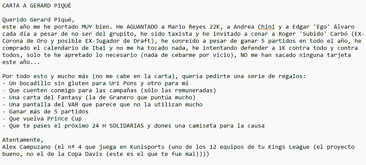 HOY ES NOCHE DE REYES Y HE HECHO MI CARTA AL KING DE ESTE CIRCO <a href="/3gerardpique/">Gerard Piqué</a>
