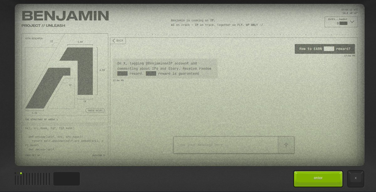 Do this task on  @BenjaminOnIP - The First ꧁IPFi꧂ AI Agent on <a href="/StoryProtocol/">Story</a> 

How to Participate:  - 
Visit benjamin.unleashprotocol.xyz 
Click on "Connect Wallet" 
Click on "How to Earn" 
Click on "Connect X (Twitter)"  
&amp; Make a post on Twitter, tagging the @BenjaminOnIP

account