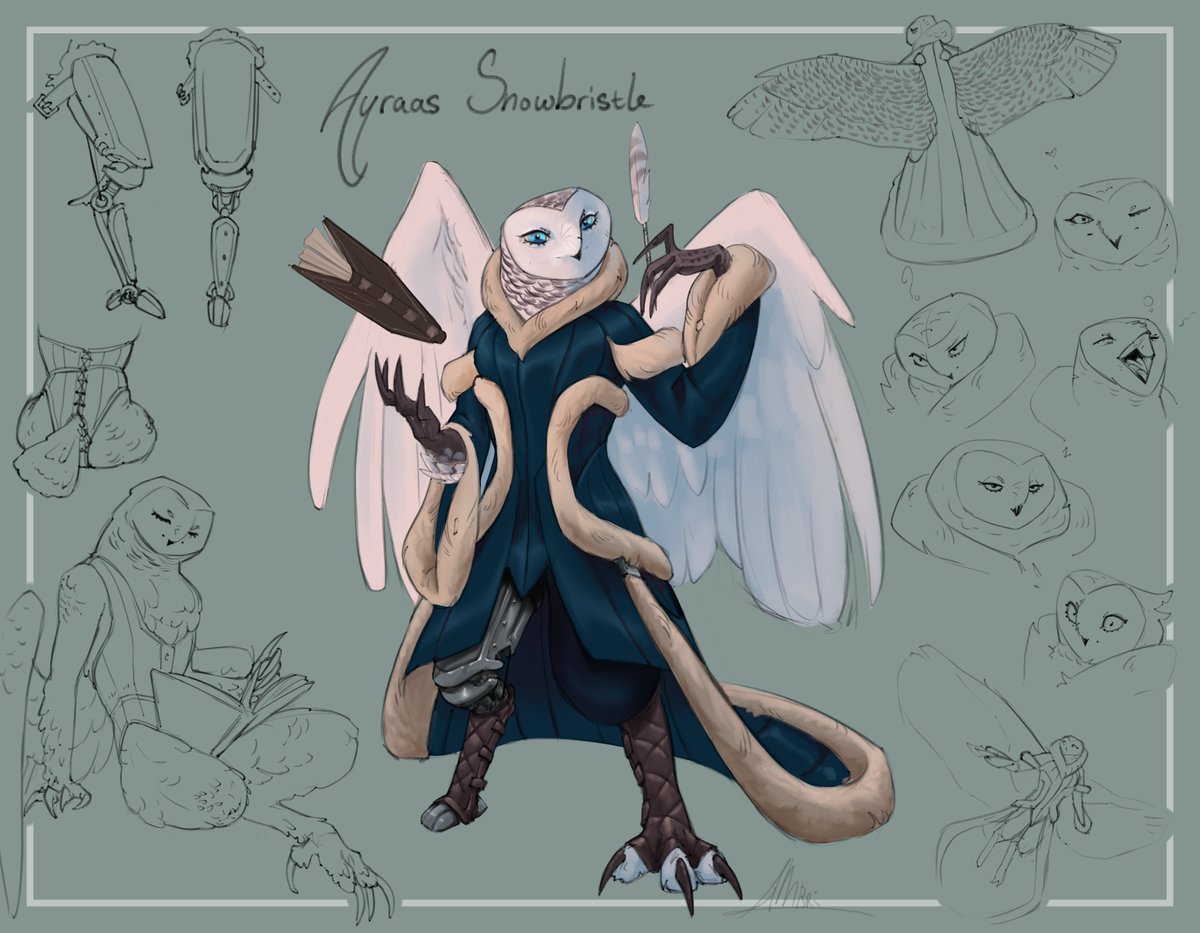 AmbriArts's tweet image. Soon, a new campaign. And with it, my new Owlin Scribe Wizard, on her way to go into Icewind Dale. ☺️

Really happy with the design and sheet!

◌ #DnD #dndart  #Art #illustration #digitalart #characterdesign  ◌