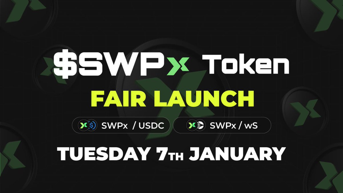 Get Ready: Token Launch Date Confirmed‼️

We know you all are crazy excited for this one, and so are we!! 

Our token $SWPx will officially go live on 7th January 2025, anytime between 🕛 12pm - 3pm EST 🕒

The following pools will be seeded:

🌱SWPx / wS
🌱SWPx / USDC.e

For