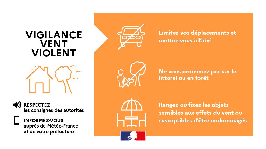 SecCivileFrance's tweet photo. 🟠 La tempête #Floriane va traverser la moitié nord de la France demain, avec rapidité, intensité et des vents à plus de 110km/h localement. 
2️⃣1️⃣ départements sont placés en #VigilanceOrange.
⚠️ Face à ce phénomène, respectez les consignes de sécurité et restez prudents. https://t.co/pZ8d6crdPW