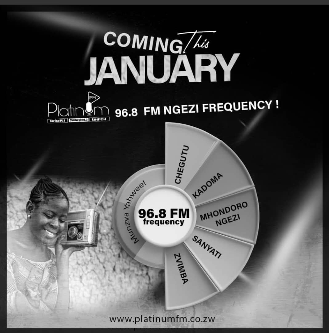 Mhondoro Ngezi, Chegutu, Kadoma, Norton, Sanyati, Zvimba........Platinum FM is going to be blazing on 96.8 FM!