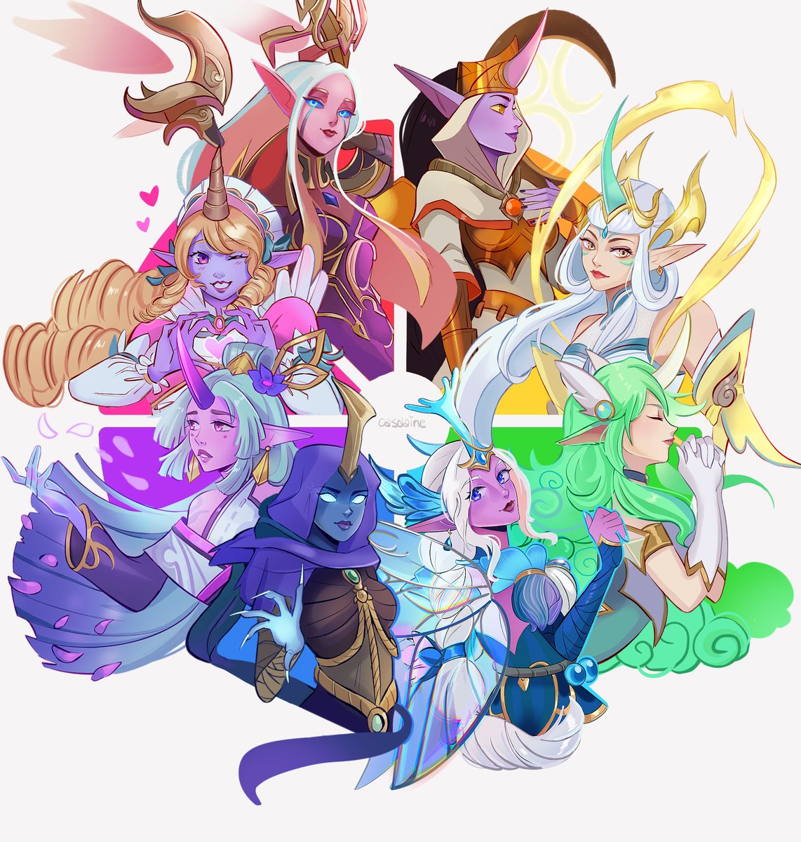 Casdainee's tweet photo. soraka color wheel complete 🧡💛 https://t.co/V2Gfqah07G