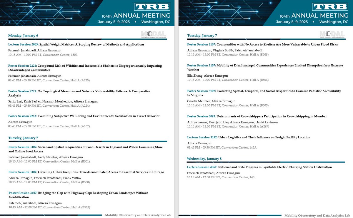 Alireza Ermagun (@aermagun) on Twitter photo Our research team at George Mason University is excited to present lectern and poster sessions at the
<a href="/NASEMTRB/">TRB</a> Annual Meeting. Join us to engage with our presenters and gain insights into our most recent findings.
<a href="/GMU_COS/">College of Science</a> <a href="/VirginiaClimate/">Virginia Climate Center</a> <a href="/GMU_CRASC/">GMU Center for Resilient & Sustainable Communities</a> <a href="/MasonResearch/">Mason Research</a> Our research team at George Mason University is excited to present lectern and poster sessions at the
<a href="/NASEMTRB/">TRB</a> Annual Meeting. Join us to engage with our presenters and gain insights into our most recent findings.
<a href="/GMU_COS/">College of Science</a> <a href="/VirginiaClimate/">Virginia Climate Center</a> <a href="/GMU_CRASC/">GMU Center for Resilient & Sustainable Communities</a> <a href="/MasonResearch/">Mason Research</a>