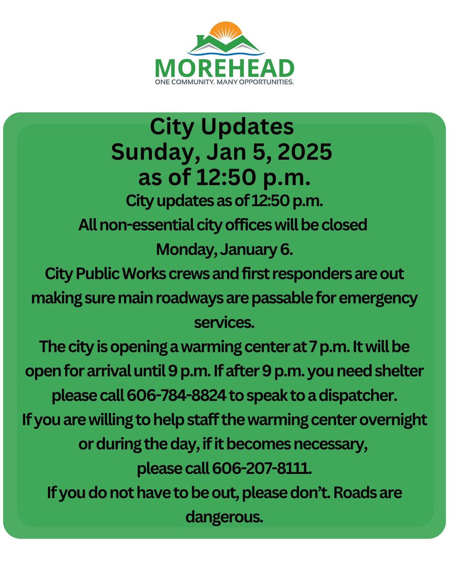 City updates as of 12:50 p.m. from Mayor Laura-White Brown.