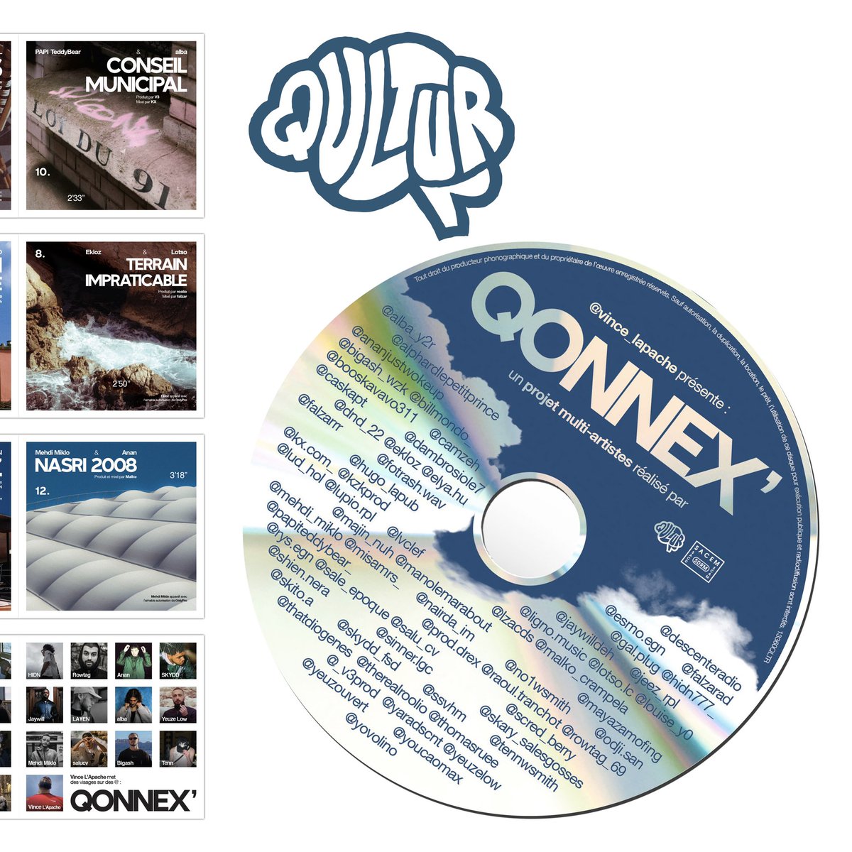 salu_cv's tweet image. Graphisme cover 3 EPs &amp;amp; packaging pour le CD QONNEX’ de @vincelapache, réunissant tous les QONNEX’ sortis tout au long de 2024

Taffé avec mon frère @alphardlpp qui a prit touuuutes les photos et graphisme aussi

vous pouvez peter le cd ici : qonnex.bigcartel.com