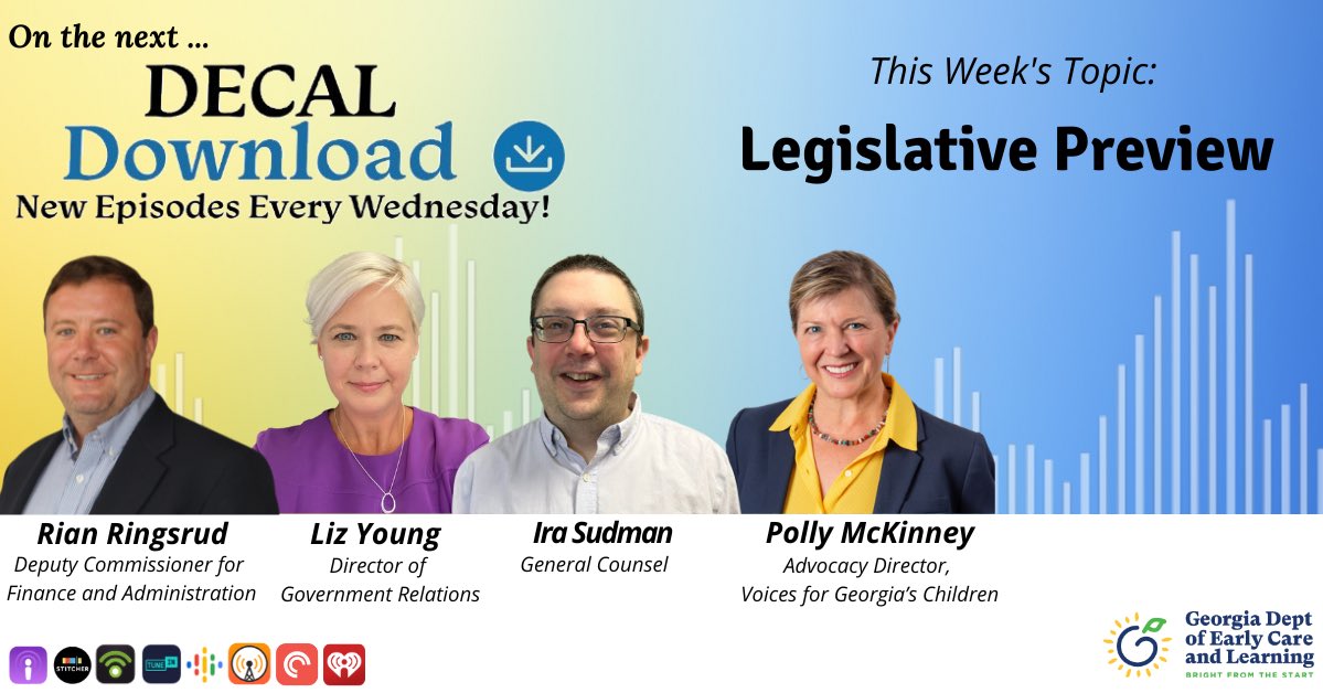 Amy M. Jacobs (@commjacobs) on Twitter photo 🎙️ New episode alert! Tune in to the latest DECAL Download podcast as we discuss the 2025 Georgia General Assembly and its impact on early childhood education. Don’t miss key updates and insights! 🏛️👶
<a href="/GeorgiaVoices/">Voices for Georgia's Children</a>
🎧 Listen now: buzzsprout.com/211637/episode… 🎙️ New episode alert! Tune in to the latest DECAL Download podcast as we discuss the 2025 Georgia General Assembly and its impact on early childhood education. Don’t miss key updates and insights! 🏛️👶
<a href="/GeorgiaVoices/">Voices for Georgia's Children</a>
🎧 Listen now: buzzsprout.com/211637/episode…