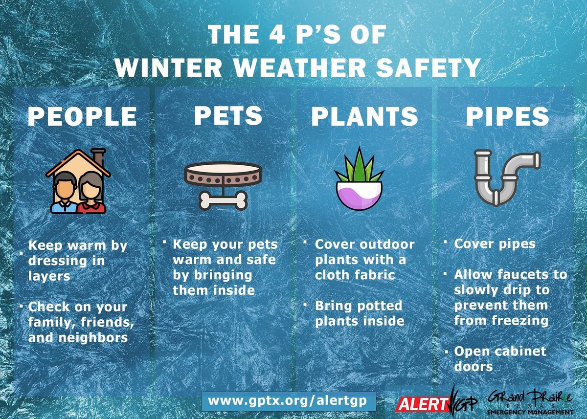 As you and your family prepare for the incoming weather, make sure to use the 4 P's of winter weather safety!

Sign up to AlertGP: gptx.org/AlertGP