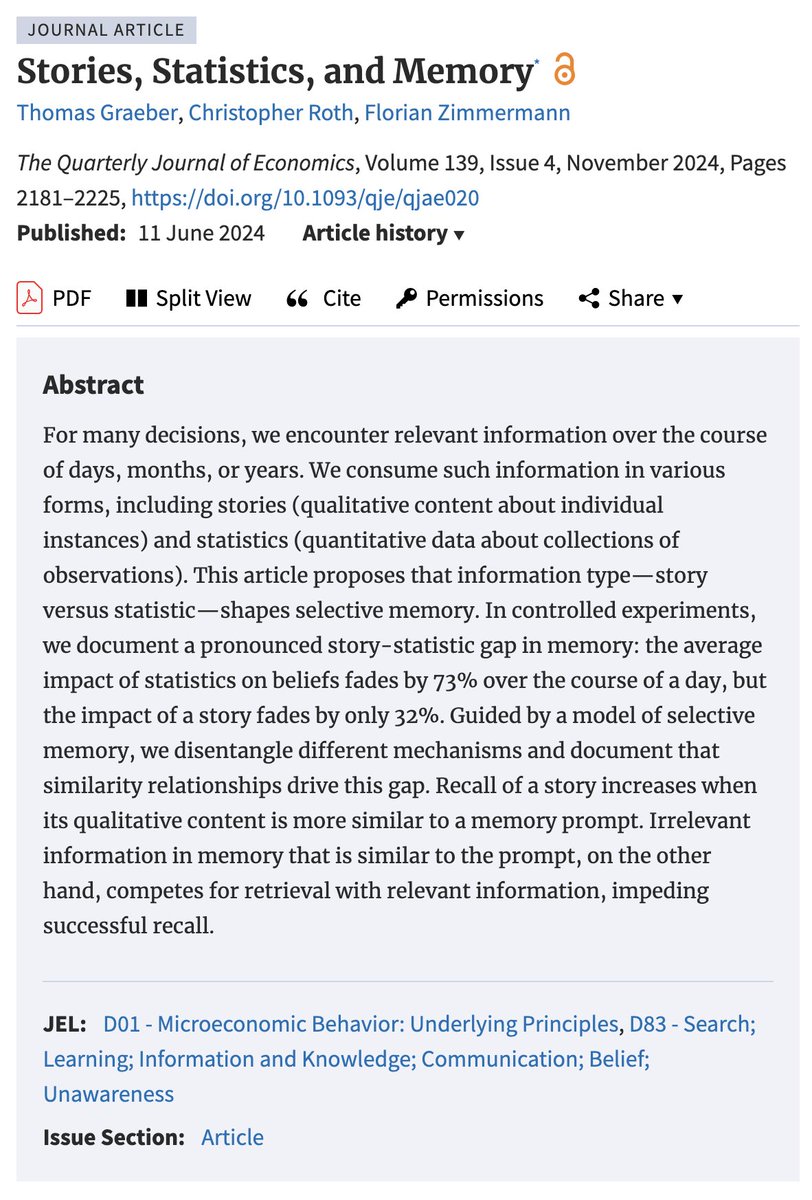 Storytelling matters in econ too