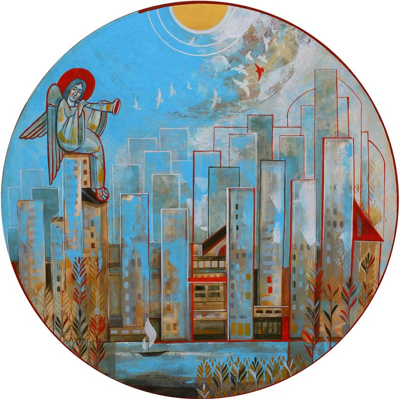 matriloz's tweet photo. #Primeralectura (Isaías 60,1-6)
"La Ciudad Bendita" (2024) de Uliana Krekhovets
 
Levántate y resplandece, Jerusalén,
porque llega tu luz;
la gloria del Señor amanece sobre ti.
Las tinieblas cubren la tierra,
pero sobre ti amanece el Señor,
y se manifiesta su gloria. https://t.co/Ncb7R8qcQ9