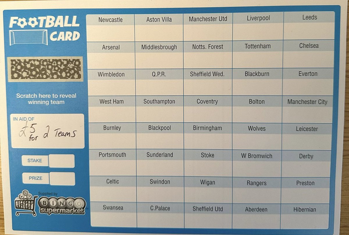 I’m raffling off a signed set of my <a href="/MissionDarts/">Mission Darts</a> (RRP £49.95) and a signed shirt which I wore at the Worlds. 

To be in with a chance of winning, it’s £5 for two teams on the football card. Entries close when the card is full. 

Enter here 👉 forms.gle/JPVroCPFGpTQ51…