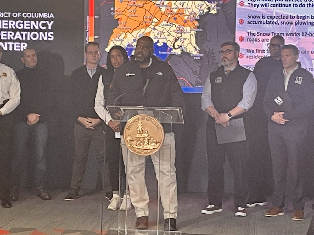DCDPW's tweet photo. Director Spriggs provides an update on DC Snow team operations during today’s mayoral press conference to discuss the announced snow emergency. We are #WinterReadyDC https://t.co/QgWGRpy9q1
