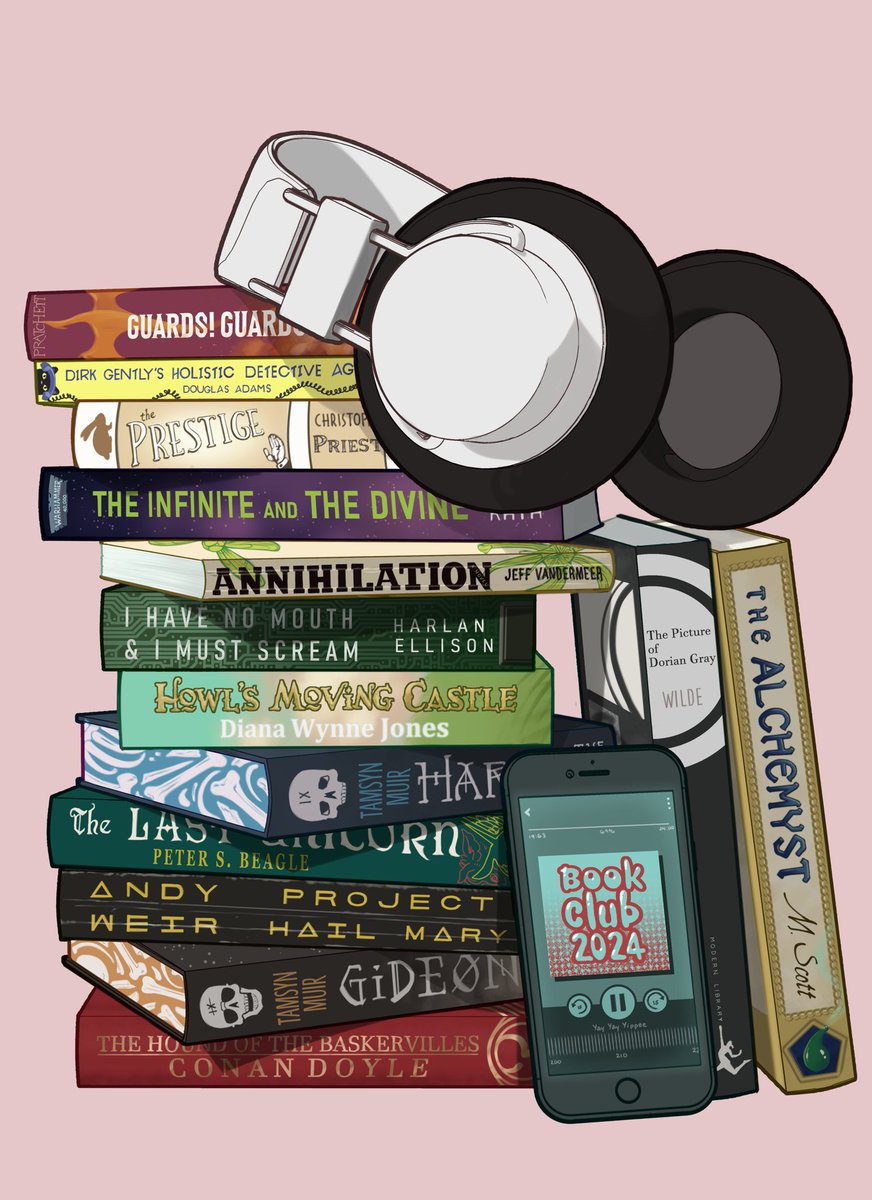 Was inspired by ShelfWornDrawn to make a lil illustration of my book club's picks for last year and have a new respect for lettering artists