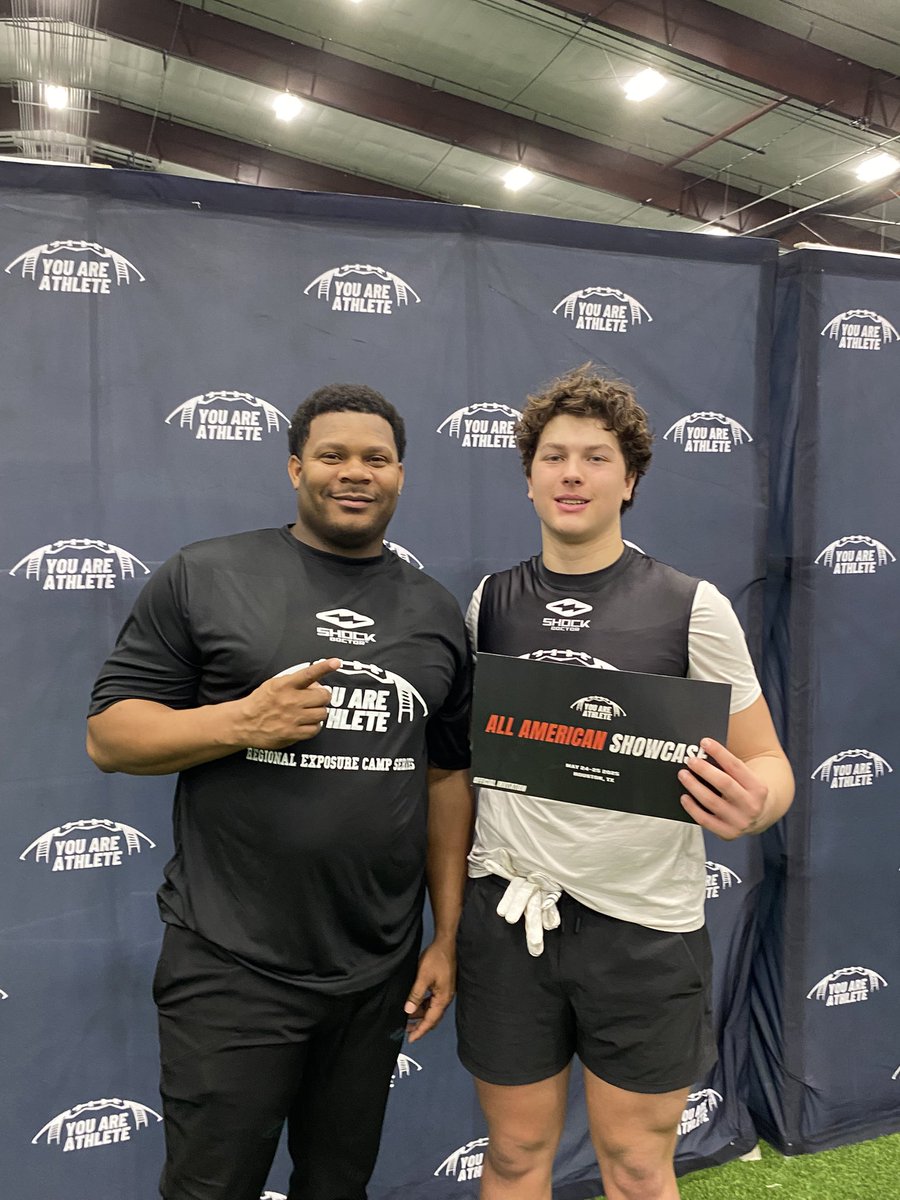 Had a great time at <a href="/youareathlete/">You Are Athlete</a> camp in Dallas. Blessed to receive an invite to the All American Showcase in Houston. Top 5 LB ⭐️ in the camp ‼️ 
<a href="/CoachMOOK8/">@EliteSport_U</a> <a href="/EliteUCoachRyan/">Elite Sports University</a> <a href="/RoadToHouston/">All-American Showcase</a> <a href="/JHamon17/">Jimmy Hamon</a> <a href="/coachdober/">Coach Dober</a> <a href="/coach_mcclain/">Andy McClain</a> <a href="/densilva02/">Dennis Silva II</a> @RivalsLandyn <a href="/7LHSFootball/">Seven Lakes Football</a> <a href="/247Sports/">247Sports</a>