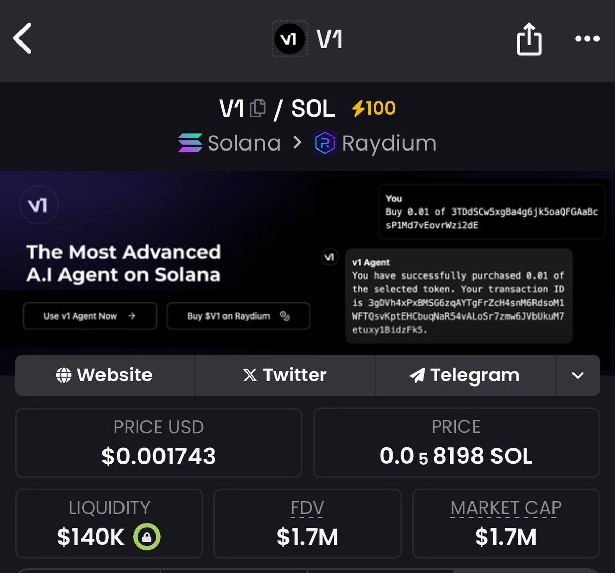 Bidding some $V1 at 1.5mn marketcap. Same tech $NEUR and $GRIFFAIN early  buyers out amazing entry for new buyers. Send it! $V1 at 1.6mn $NEUR at  30mn $GRIFFAIN at 400mn Do own