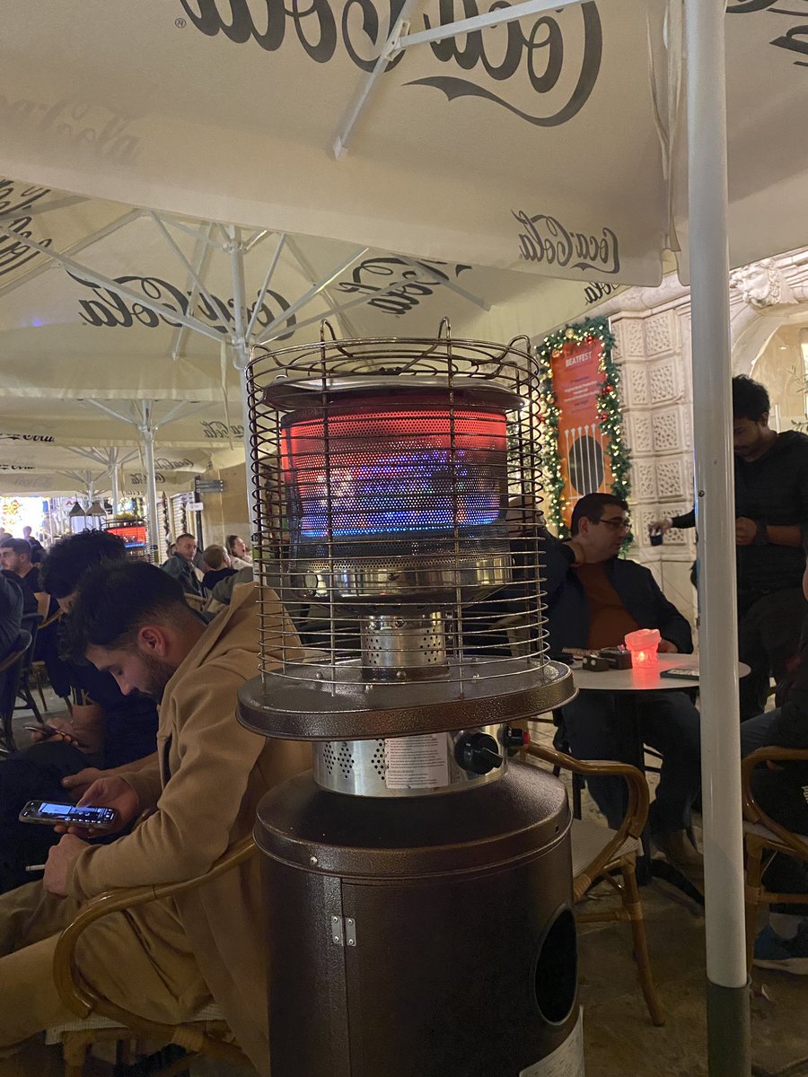 Having a great time in Malta!  What an amazing place.  Wonderful people, places and food!  But really <a href="/MTAMalta/">MTA Malta</a> time to ban outdoor gas heaters, pointless release of carbon.