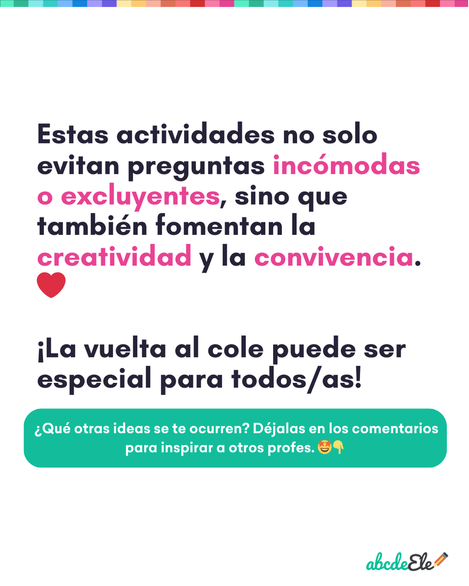 abcdeEle's tweet image. 🌟 Este año, cambiemos preguntas como "¿Qué te han traído los Reyes Magos?" por otras más inclusivas: 
✔ ¿Cuál fue tu mejor momento en vacaciones?  
✔ ¿Qué descubriste o disfrutaste más?  
🎨 Dibuja un recuerdo especial  
🎶 Comparte la canción de tus vacaciones