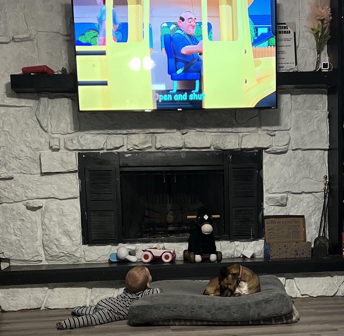 Just a little boy watching cartoons with this doggo 🥹