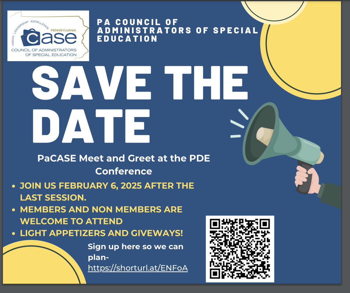 PaCASE (@pacase6) on Twitter photo Are you planning on attending the PDE conference in February? Please save the date and plan to join us for a member meet and greet on 2/6/2025. Members and non members are welcome. <a href="/CECMembership/">Council for Exceptional Children</a> <a href="/casecec/">CASE</a>
Please check out the save the date to RSVP docs.google.com/forms/d/e/1FAI… Are you planning on attending the PDE conference in February? Please save the date and plan to join us for a member meet and greet on 2/6/2025. Members and non members are welcome. <a href="/CECMembership/">Council for Exceptional Children</a> <a href="/casecec/">CASE</a>
Please check out the save the date to RSVP docs.google.com/forms/d/e/1FAI…