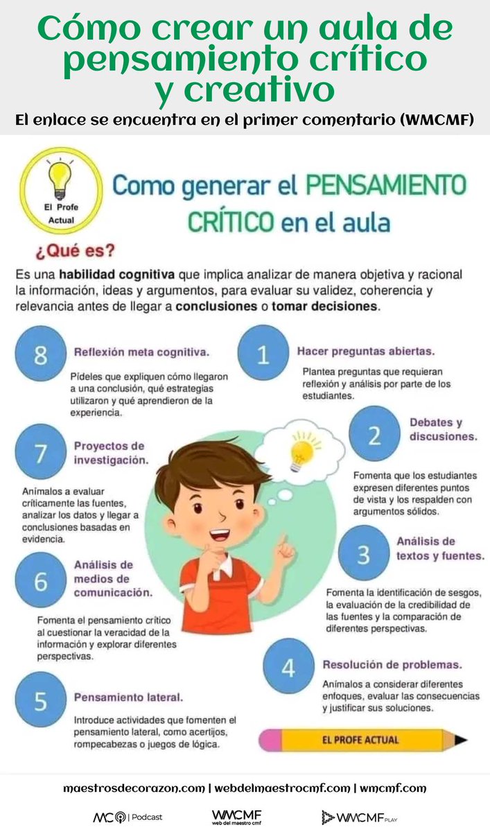 Cómo crear un aula de pensamiento crítico y creativo. Enlace: webdelmaestrocmf.com/portal/como-cr…