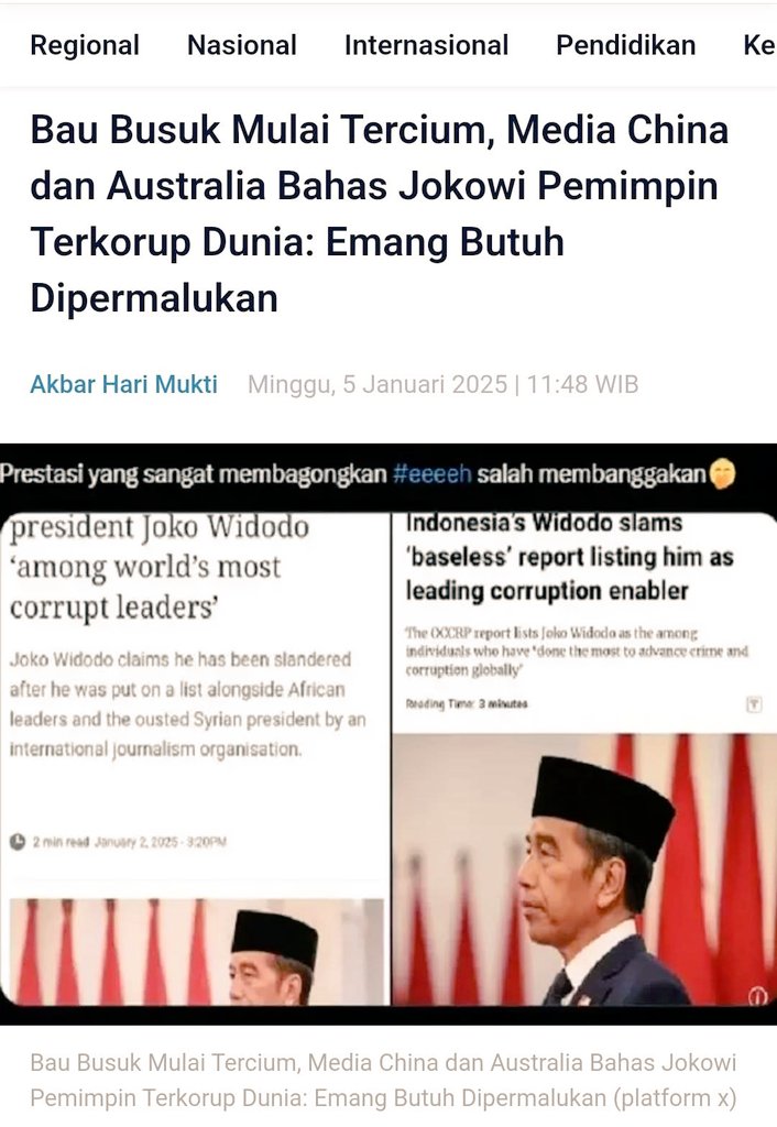 sexy_killer404's tweet image. Setelah OCCRP ...
Giliran China &amp;amp; Australia dg Medianya Membuka Kebusukan Mulyono

Jika @psi_id mengatakan 'OCCRP' adlh Kelompok Sakit Hati ...
Apakah Cina &amp;amp; Australia juga termasuk kelompok tsb?

Utk jiwa² yg sakit mang susah menerima kebenaran😉

#JokowiTerkorupOCCRP