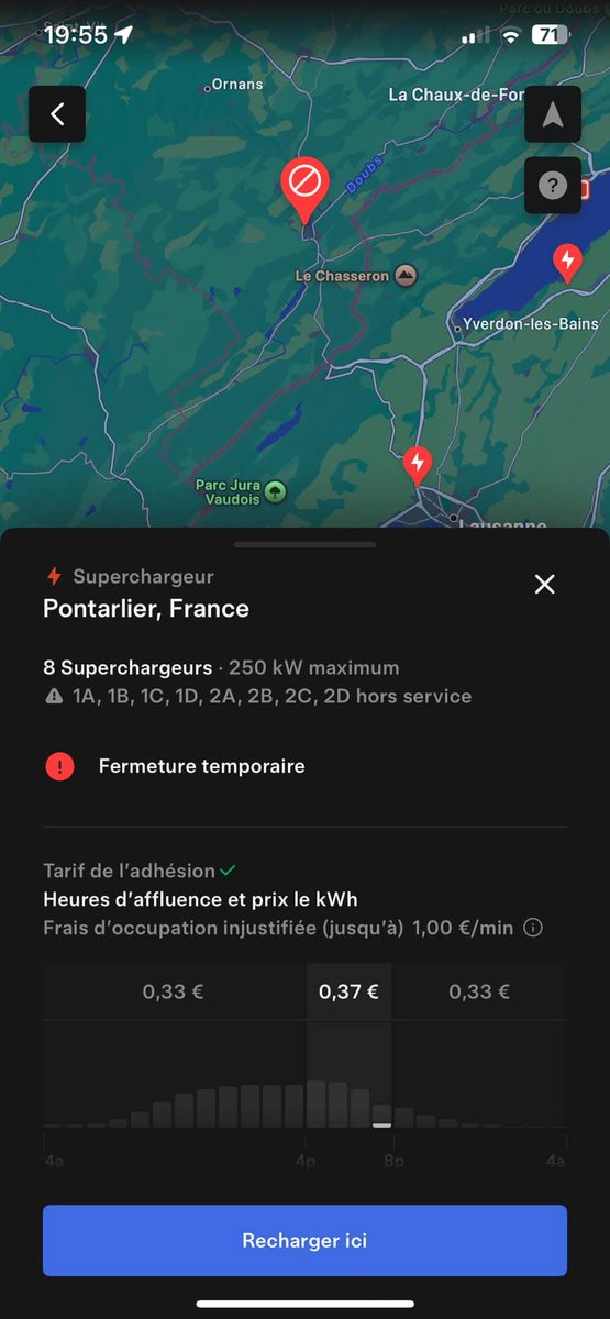 UlricDabe's tweet image. 19h35 Pontarlier's Supercharger temporarily closed, a Tesla caught fire on the charging station!
Firefighters are on site
#pontarlier #sucpontarlier

facebook.com/share/p/1JxDGQ…