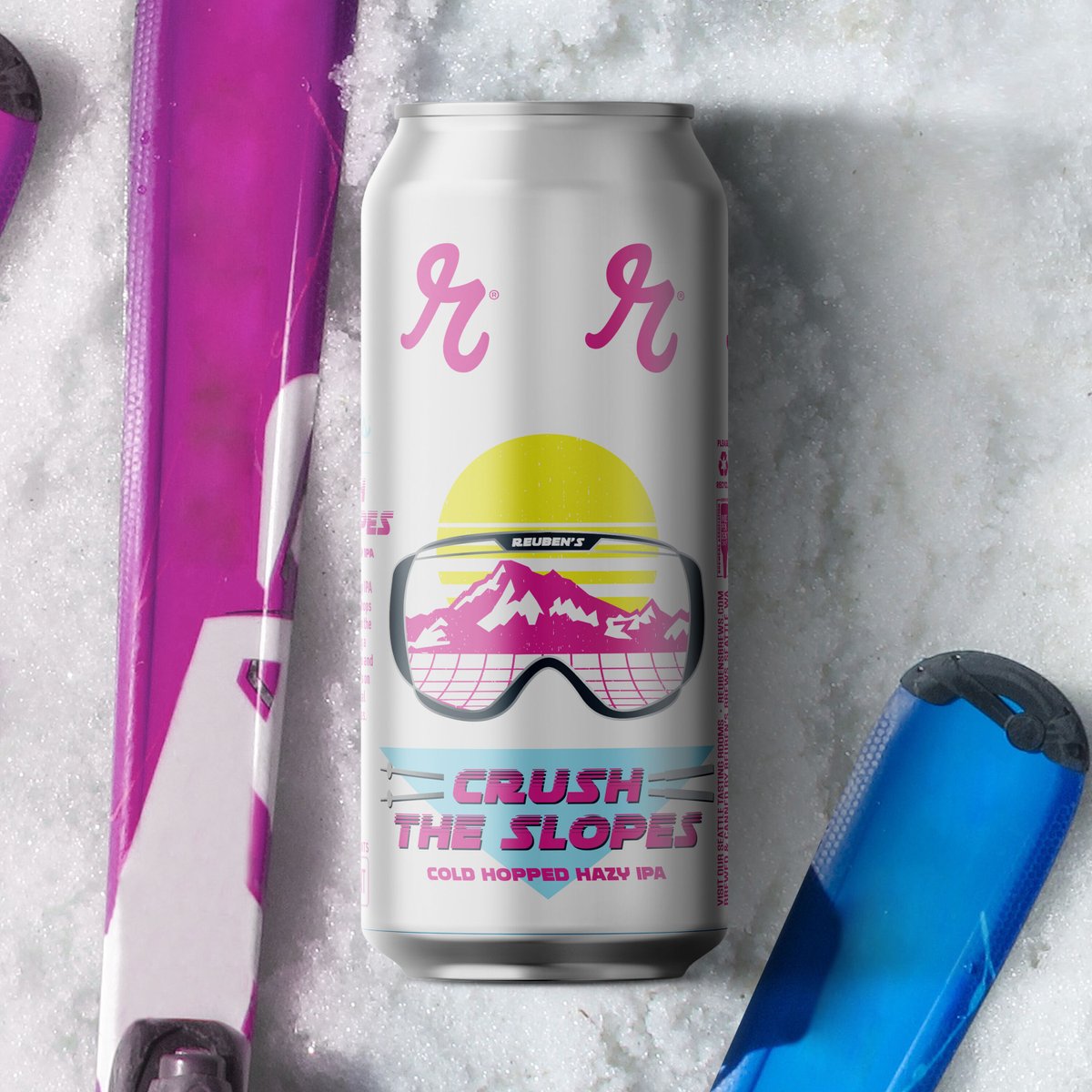 Our favorite après-ski beer? Crush the Slopes! Loaded with fruit-forward hops, this beer offers notes of sweet orange, juicy mango, passionfruit &amp; papaya. Because after you spend the day knee deep in powder, why not take your taste buds somewhere tropical? reubensbrews.com/beer/reubens-c…