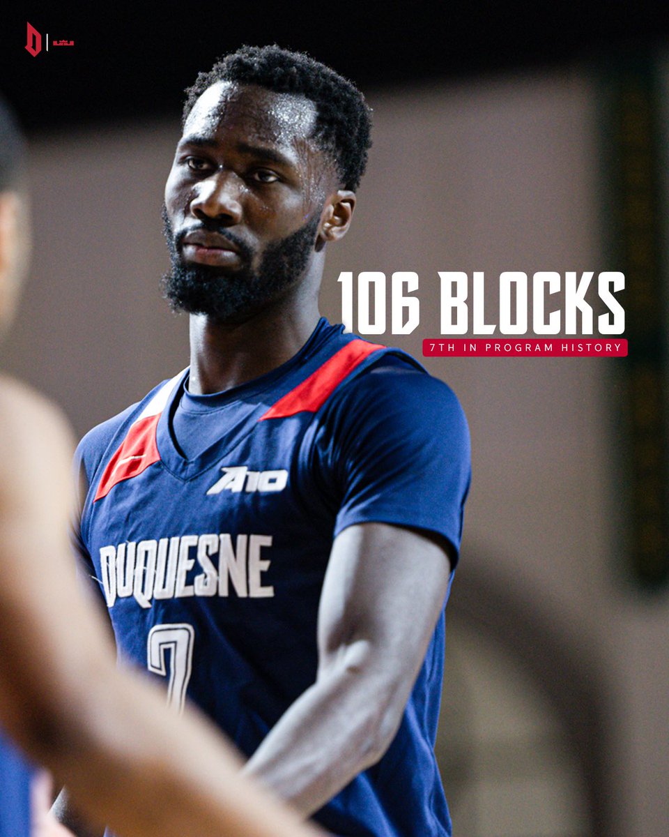 Duquesne Basketball (@duqmbb) on Twitter photo Moving ⬆️ in the record books.
Dave Dixon surpassed Darius Lewis (2013-17) with his block against Davidson, becoming 7th all-time in career blocks. Moving ⬆️ in the record books.
Dave Dixon surpassed Darius Lewis (2013-17) with his block against Davidson, becoming 7th all-time in career blocks.